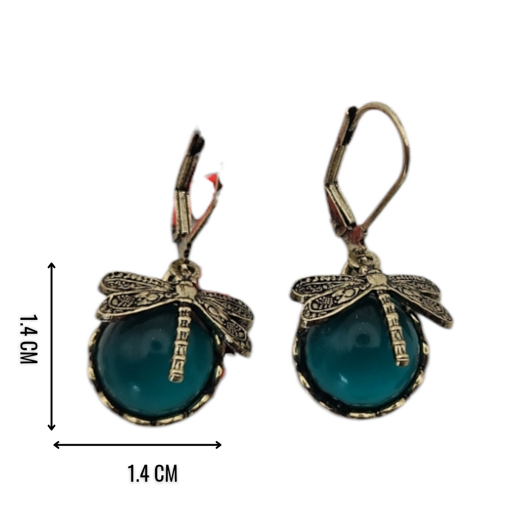 Dragonfly Dark Green Dangle Women's  Earrings.