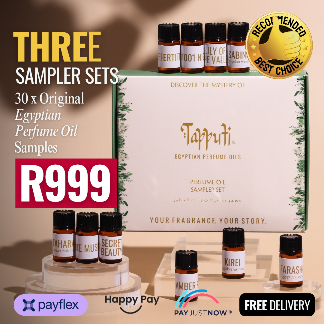 Test 30 luxury Egyptian Perfume Oils before buying full size.